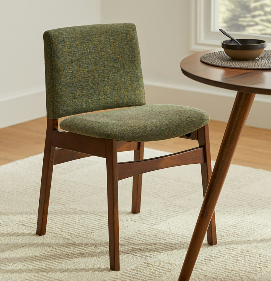 Upholstered Dining Chair - Walnut and Hemlock Green