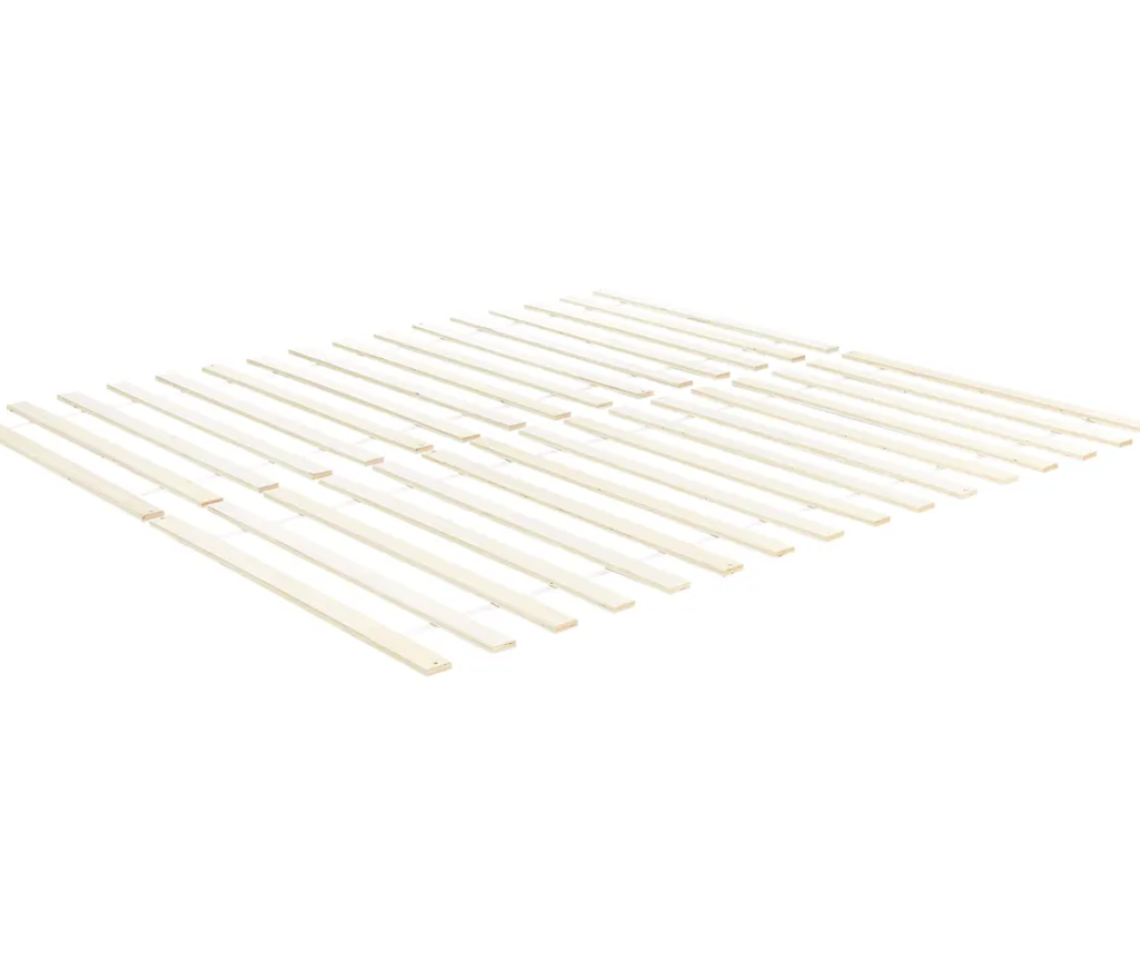 White wooden platform bed