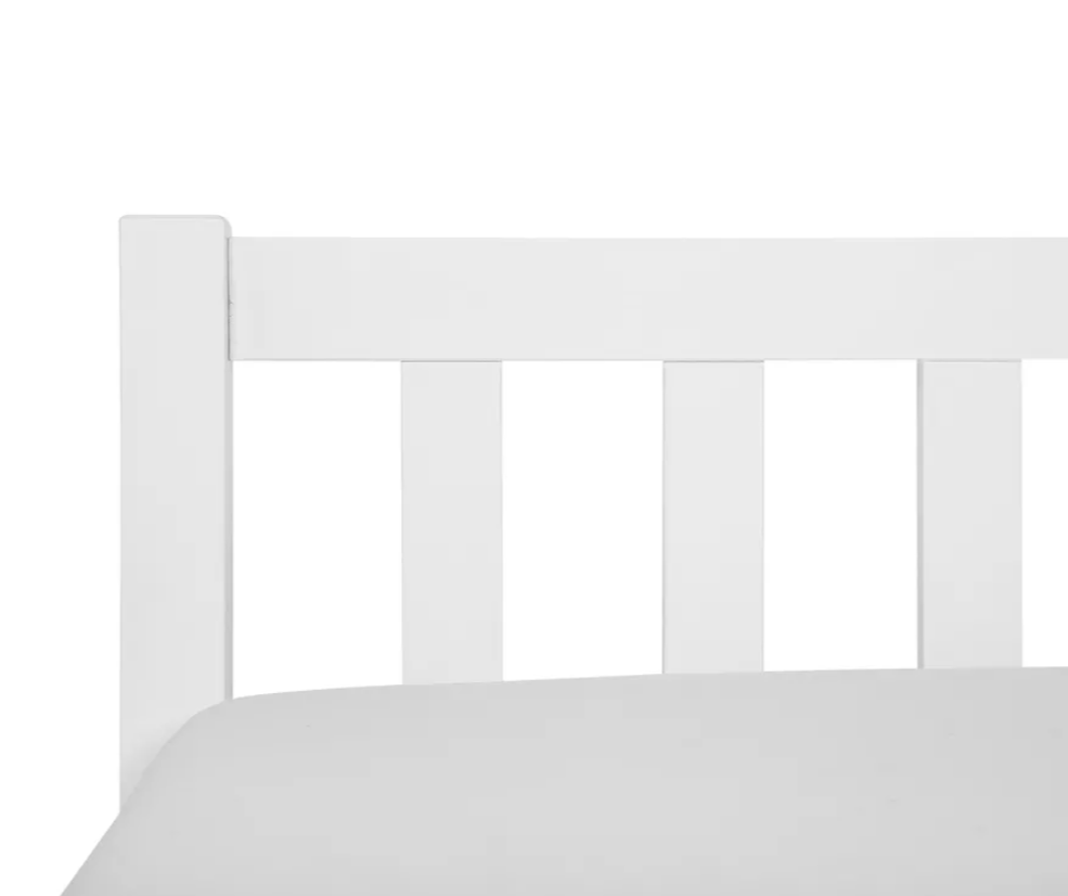 White wooden platform bed
