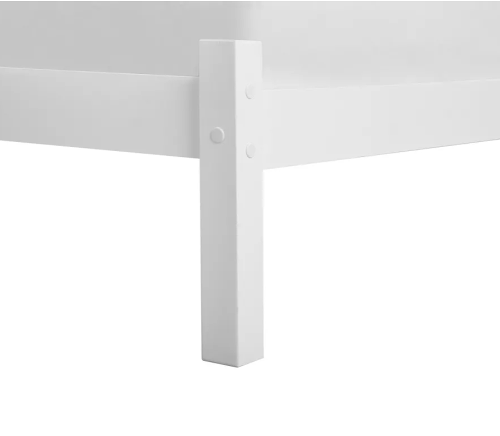 White wooden platform bed