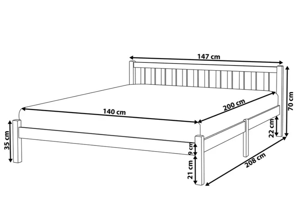 White wooden platform bed