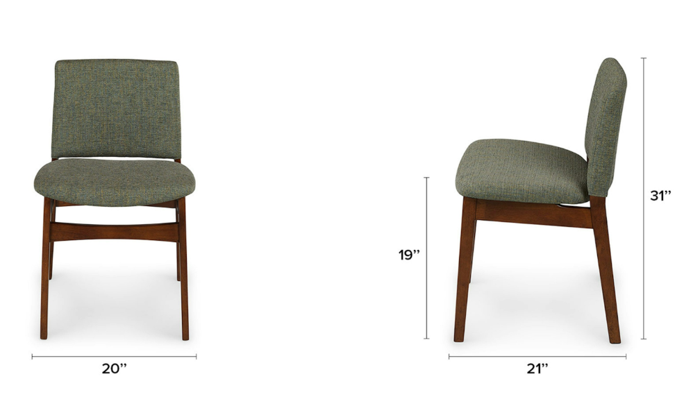 Upholstered Dining Chair - Walnut and Hemlock Green